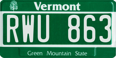 VT license plate RWU863