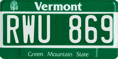 VT license plate RWU869