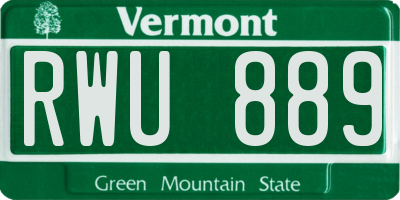 VT license plate RWU889