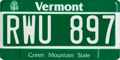 VT license plate RWU897