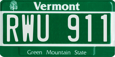 VT license plate RWU911