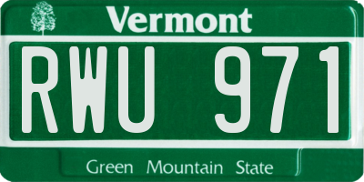 VT license plate RWU971