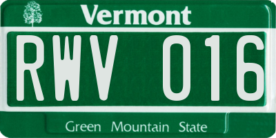 VT license plate RWV016
