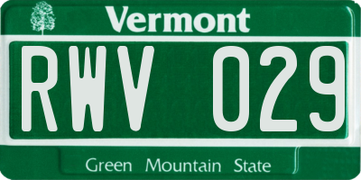 VT license plate RWV029