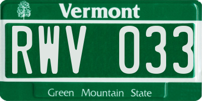 VT license plate RWV033