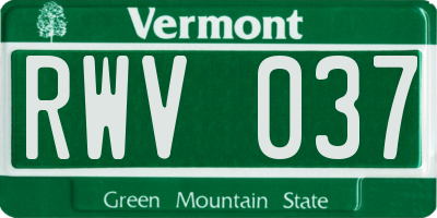 VT license plate RWV037