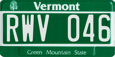VT license plate RWV046