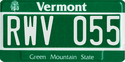 VT license plate RWV055