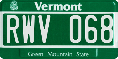 VT license plate RWV068