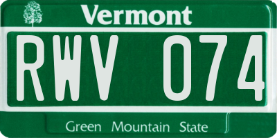VT license plate RWV074