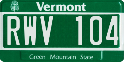 VT license plate RWV104