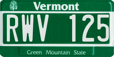 VT license plate RWV125