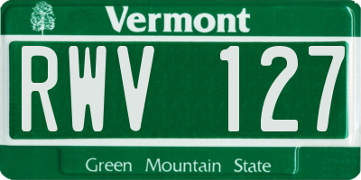 VT license plate RWV127