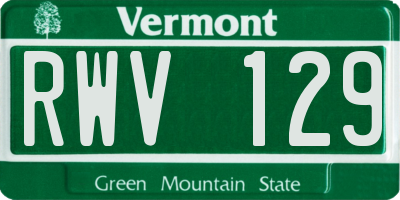 VT license plate RWV129
