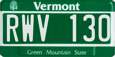 VT license plate RWV130