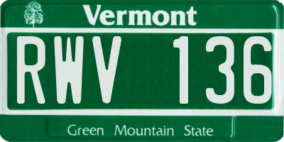 VT license plate RWV136