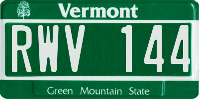 VT license plate RWV144