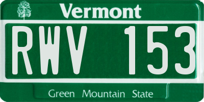 VT license plate RWV153