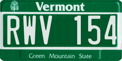 VT license plate RWV154