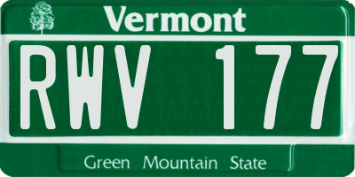 VT license plate RWV177
