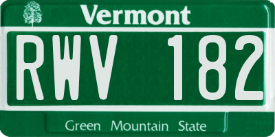 VT license plate RWV182