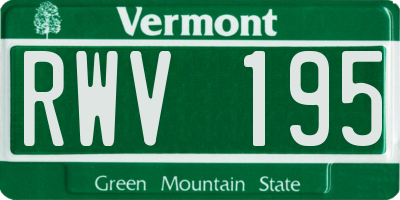 VT license plate RWV195