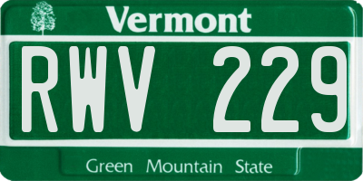 VT license plate RWV229