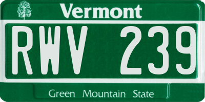 VT license plate RWV239