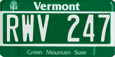 VT license plate RWV247