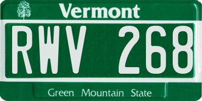 VT license plate RWV268