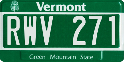 VT license plate RWV271