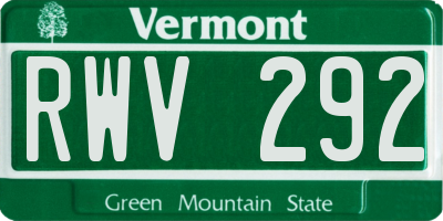 VT license plate RWV292