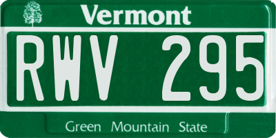VT license plate RWV295