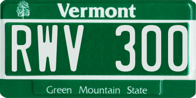 VT license plate RWV300