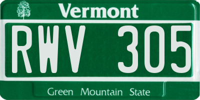 VT license plate RWV305