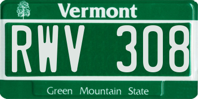VT license plate RWV308
