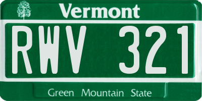 VT license plate RWV321
