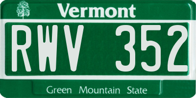 VT license plate RWV352