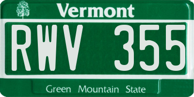 VT license plate RWV355