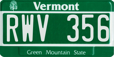 VT license plate RWV356