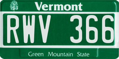 VT license plate RWV366