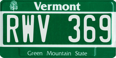 VT license plate RWV369