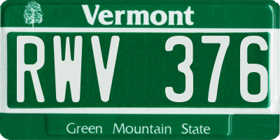 VT license plate RWV376