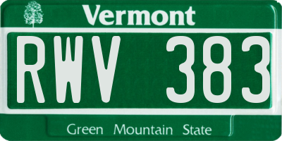 VT license plate RWV383