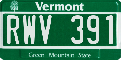 VT license plate RWV391
