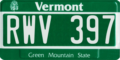 VT license plate RWV397