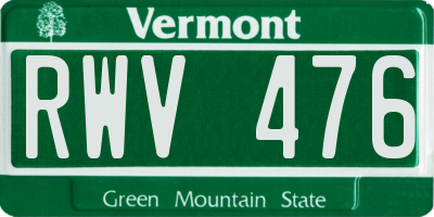 VT license plate RWV476