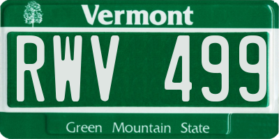 VT license plate RWV499