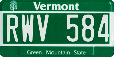 VT license plate RWV584