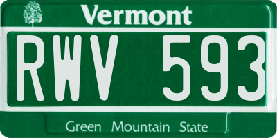 VT license plate RWV593